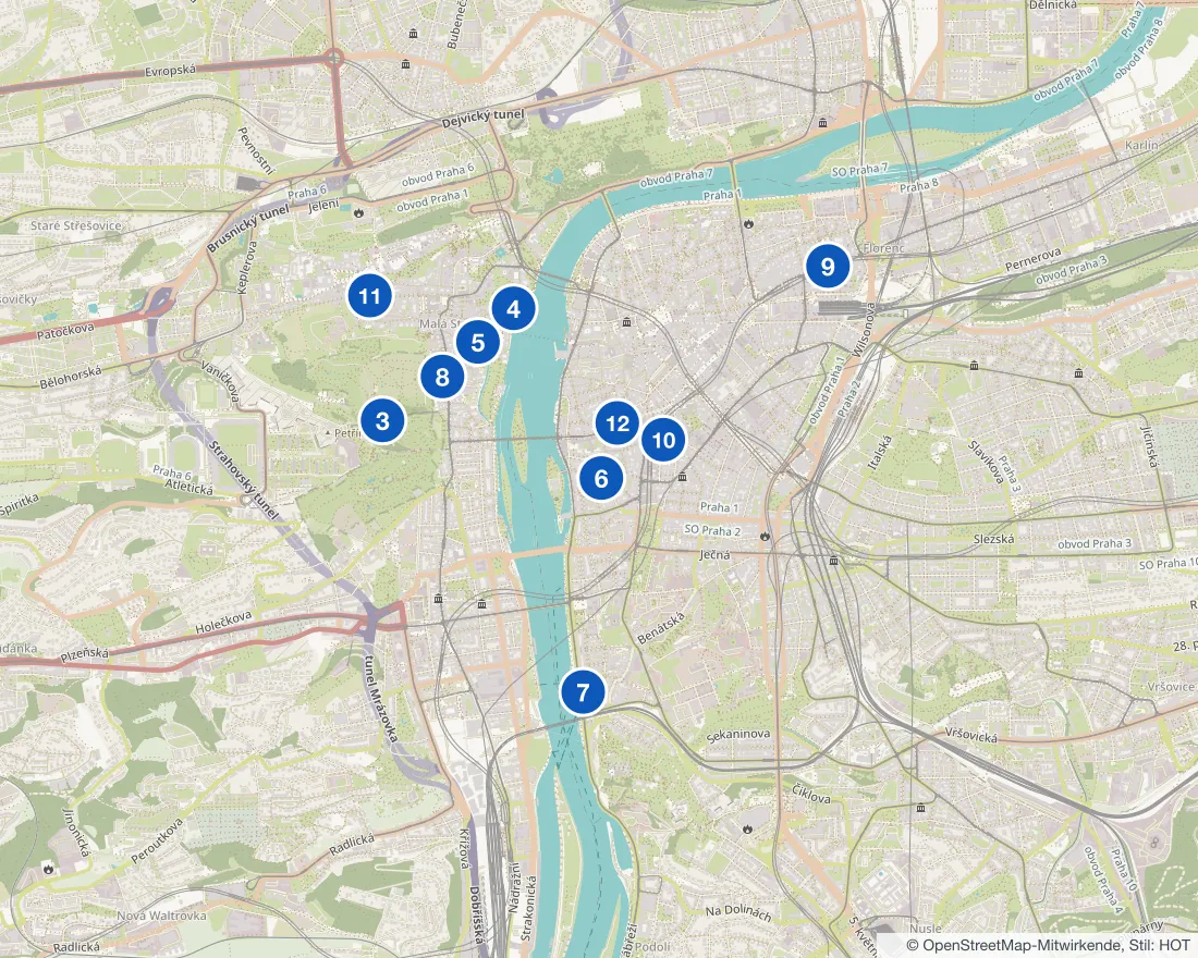 Karte mit den 10 Orten aus diesem Artikel, nummeriert