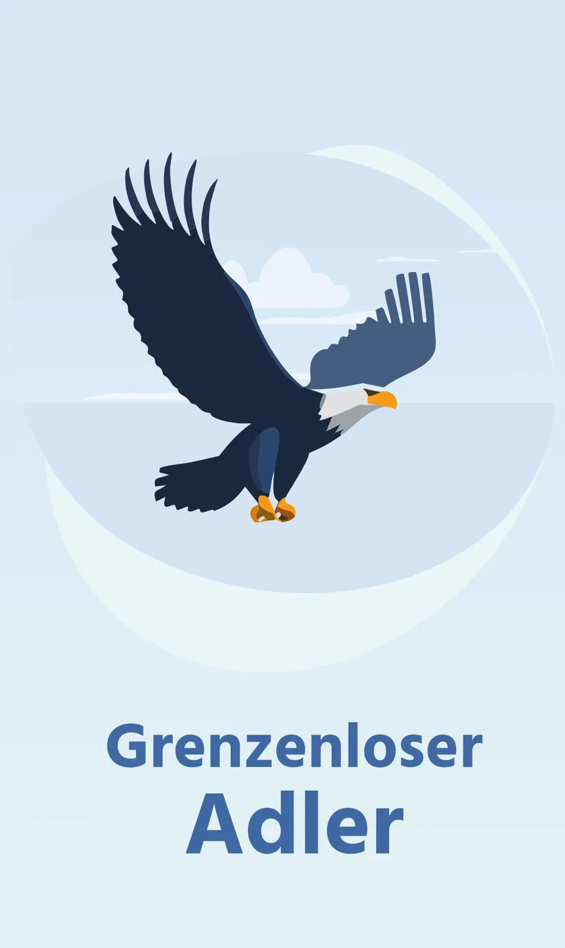 Illustration eines Adlers über einer Berglandschaft