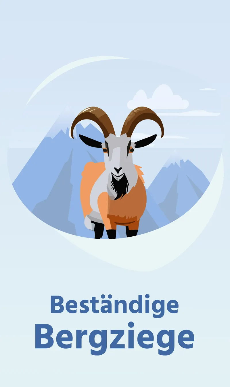 Illustration einer Bergziege auf einem Gipfel