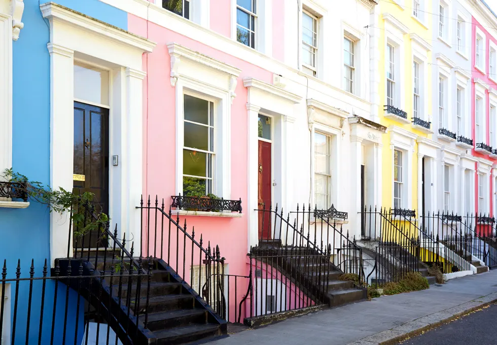 Die typischen Townhouses im Stadtteil Notting Hill.