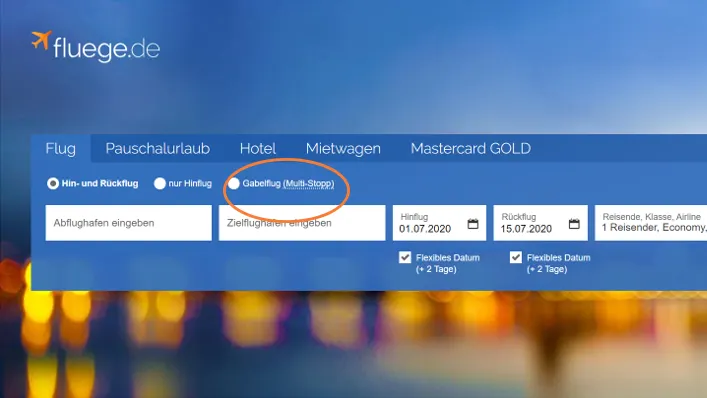 Wie bucht man Gabelflüge?
